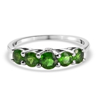 Chrome Diopside and White Diamond Ring (Size N) in Platinum Overlay Sterling Silver 1.00 Ct.