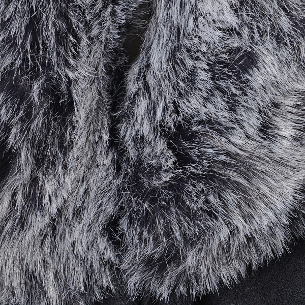 Half Moon Faux Fur Collar Cape (Size 124x76 Cm) - Black Colour