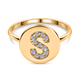 White Diamond Initial-S Ring in 14K Gold Overlay Sterling Silver