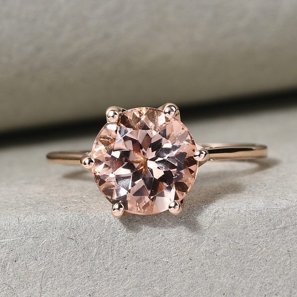NY Close Out 14K Rose Gold AAA Morganite Solitaire Ring 2.34 Ct.