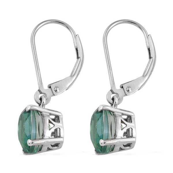 Peacock Quartz (Ovl) Lever Back Earrings in Platinum Overlay Sterling Silver 3.250 Ct.