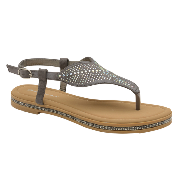 Dunlop Amy Toe Post Flat Sandals (Size 4) - Grey