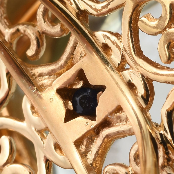 GP Green Amethyst (Cush), Kanchanaburi Blue Sapphire Ring in 14K Gold Overlay Sterling Silver 13.500 Ct. Silver wt 8.42 Gms.