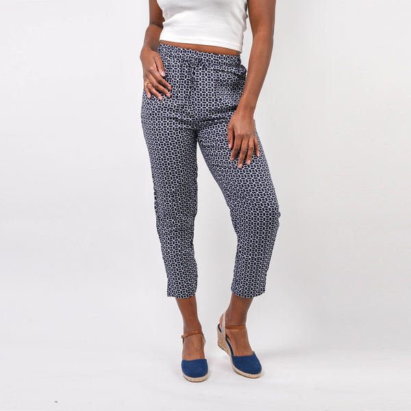  VISCOSE Fully Elasticated Trousers - Navy