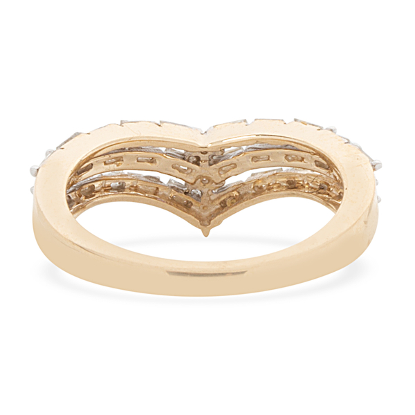 Limited Edition- 9K Yellow Gold SGL Certified Diamond (Bgt) (I3/G-H) Ring 0.500 Ct.
