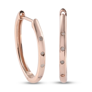 Diamond (Rnd) Hoop Earrings (with Clasp) in Rose Gold Overlay Sterling Silver