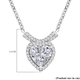 Moissanite Heart Necklace (Size - 18) in Rhodium Overlay Sterling Silver 2.19 Ct.