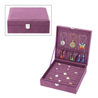 Portable Velvet Jewellery Box with Lock (Size 20x20x7Cm) - Purple