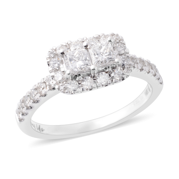 NY Close Out Deal -14K White Gold Ever Us Diamond (Rnd and Princess ) (I1-I2 G-H) Ring 1.00 Ct. Size