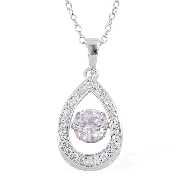 ELANZA AAA Simulated White Diamond Pendant With Chain in Rhodium Plated Sterling Silver