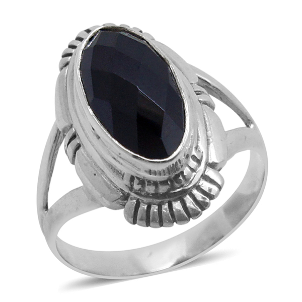 Royal Bali Collection Boi Ploi Black Spinel (Ovl) Solitaire Ring in Sterling Silver 6.720 Ct.