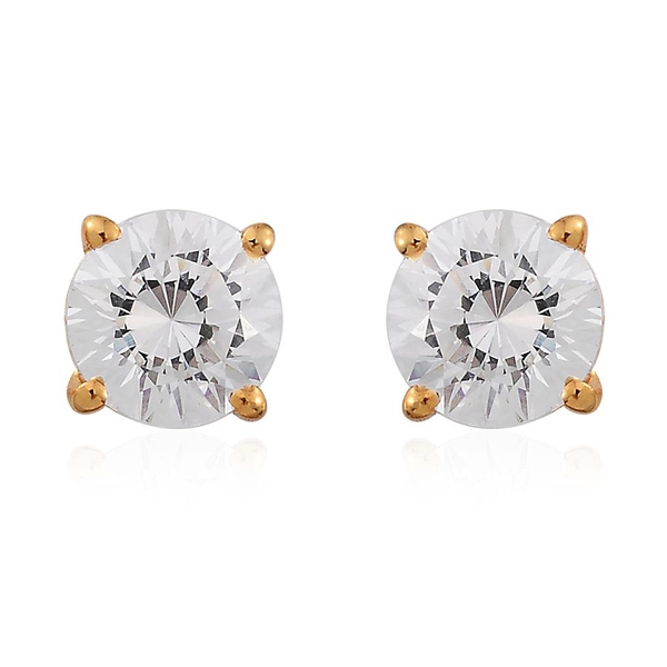 Lustro Stella - 14K Gold Overlay Sterling Silver (Rnd) Stud Earrings (with Push Back) Made with Fine
