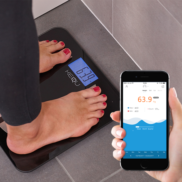 KeQu: Bluetooth Smart Scale (With IOS & Android App) (Size 30 Cm)