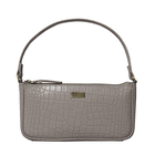 Assots London ZARA 100% Genuine Leather Croc Embossed Handbag (Size 25x14x5 Cm) - Ice Grey