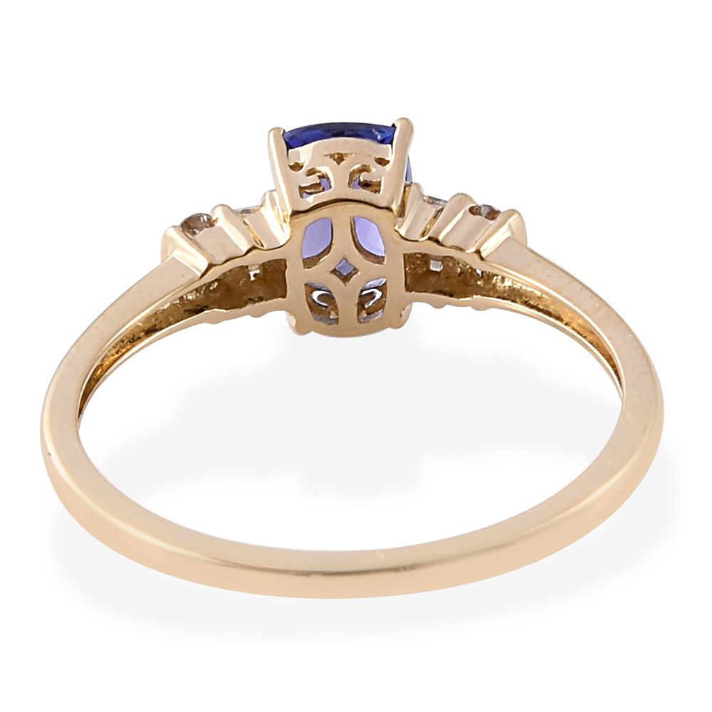 New York Collection - 14K Y Gold Tanzanite (Cush 1.00 Ct), Diamond Ring 1.100 Ct.