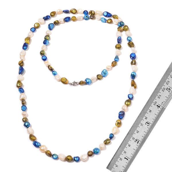Blue and Multi Colour Keshi Pearl Necklace (Size 48) 405.000 Ct.