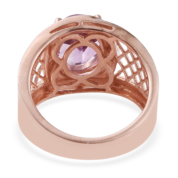 Rose De France Amethyst (Ovl 3.25 Ct), Diamond Ring in ION Plated 18K Rose Gold Bond 3.260 Ct.