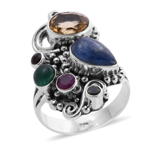 Sajen Silver GEM HEALING Collection- Kyanite, Citrine and Multi Gemstone Ring on Sterling Silver 5.58 Ct.