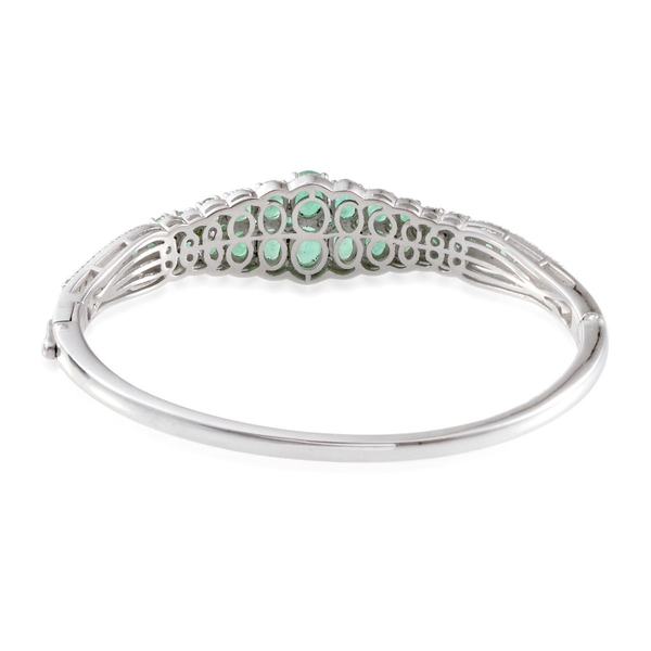 Kagem Zambian Emerald (Ovl) Bangle in Platinum Overlay Sterling Silver (Size 7.5) 6.500 Ct.