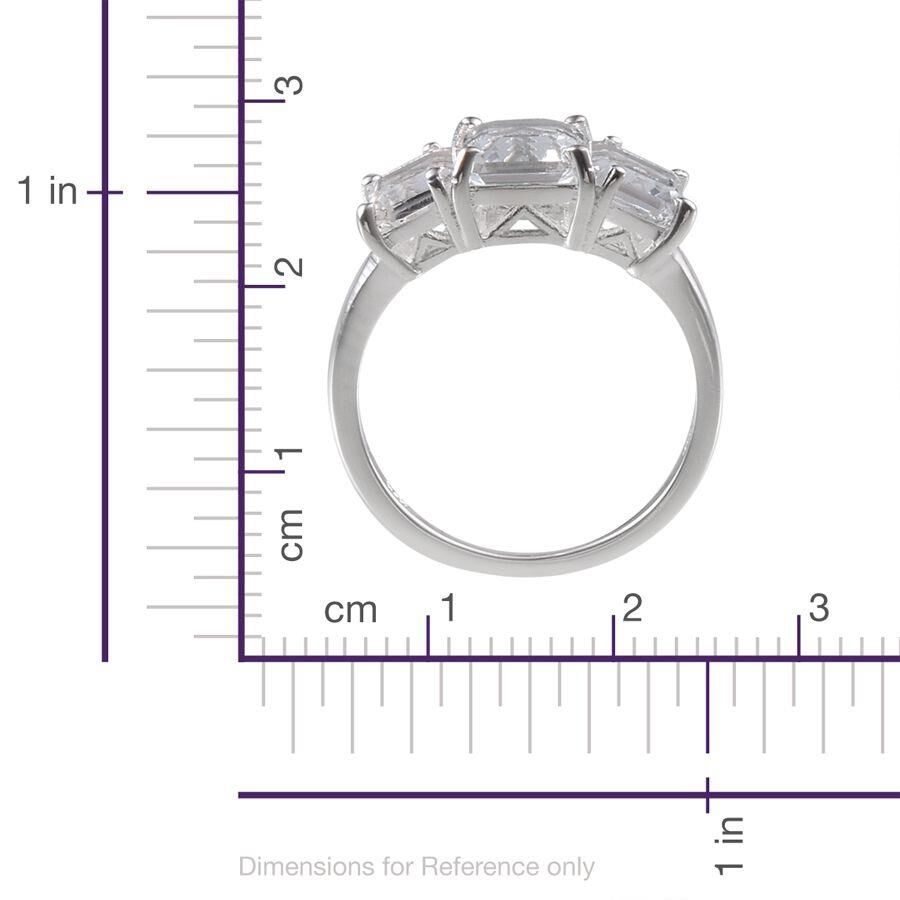 Golconda Diamond Topaz (Sqr 1.25 Ct) 3 Stone Ring in Sterling Silver 2.750 Ct.