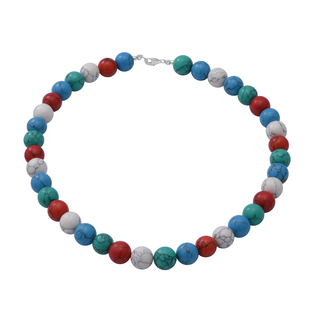 Multi Colour Howlite Beads Necklace (Size - 18) in Sterling Silver 360 Ct.