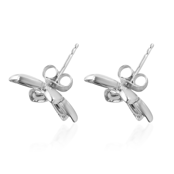 Diamond (Rnd) Flower Stud Earrings (with Push Back) in Platinum Overlay Sterling Silver 0.030 Ct.