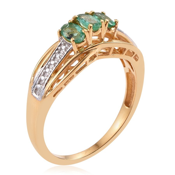 Brazilian Emerald (Ovl) Trilogy Ring in 14K Gold Overlay Sterling Silver 0.500 Ct.