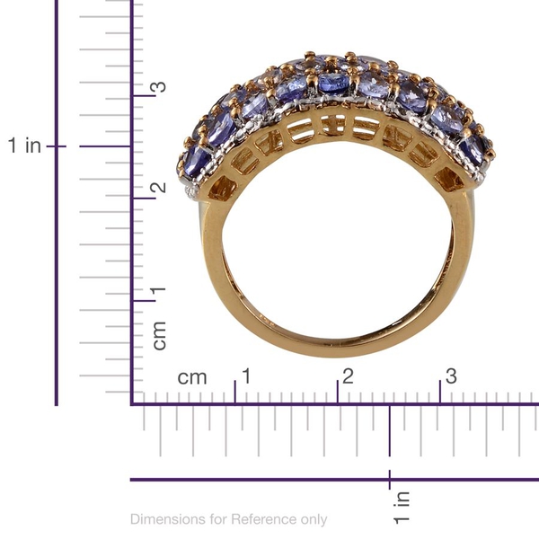 Tanzanite (Pear), Diamond Ring in 14K Gold Overlay Sterling Silver 3.170 Ct.