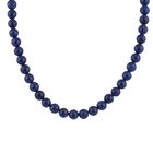18 Inch Lapis Lazuli Beaded Necklace in Rhodium Plated Sterling Silver 250 Ct