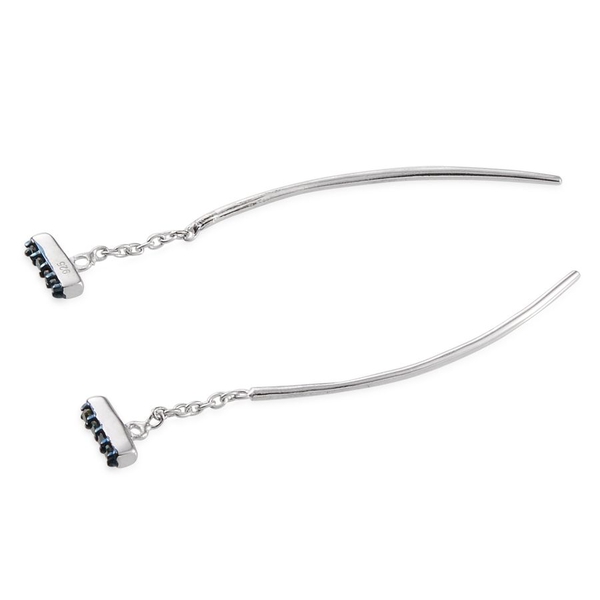 Blue Diamond (Rnd) Earrings in Platinum Overlay Sterling Silver 0.100 Ct.
