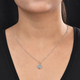 Artisan Crafted Polki Blue Diamond and White Diamond Pendant in Platinum Overlay Sterling Silver 0.31 Ct.