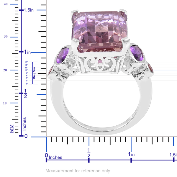 Anahi Ametrine (Oct 13.50 Ct), Amethyst and Madeira Citrine Ring in Rhodium Plated Sterling Silver 14.275 Ct.