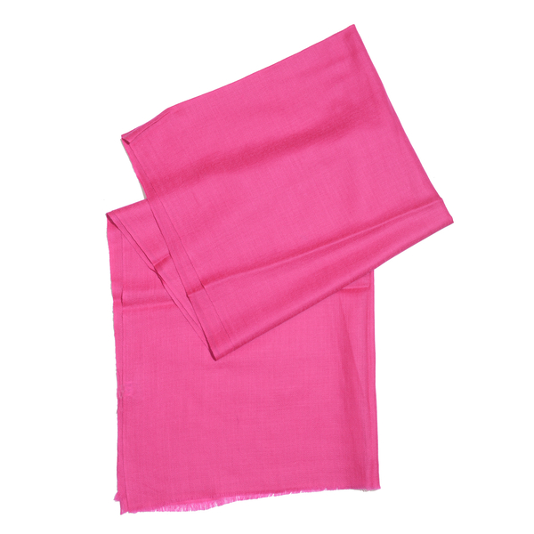 Limited Available -100% Cashmere Wool Hot Pink Colour Shawl with Fringes (Size 200X70 Cm)