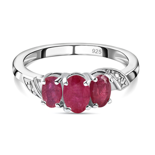 African Ruby Ring in Platinum Overlay Sterling Silver 1.300  Ct.