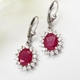 African Ruby (FF) and Natural Cambodian Zircon Earrings (with Lever Back) in Platinum Overlay Sterling Silver 9.250 Ct.