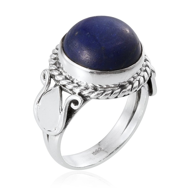 Tribal Collection of India Lapis Lazuli (Rnd) Solitaire Ring in Sterling Silver 8.010 Ct.