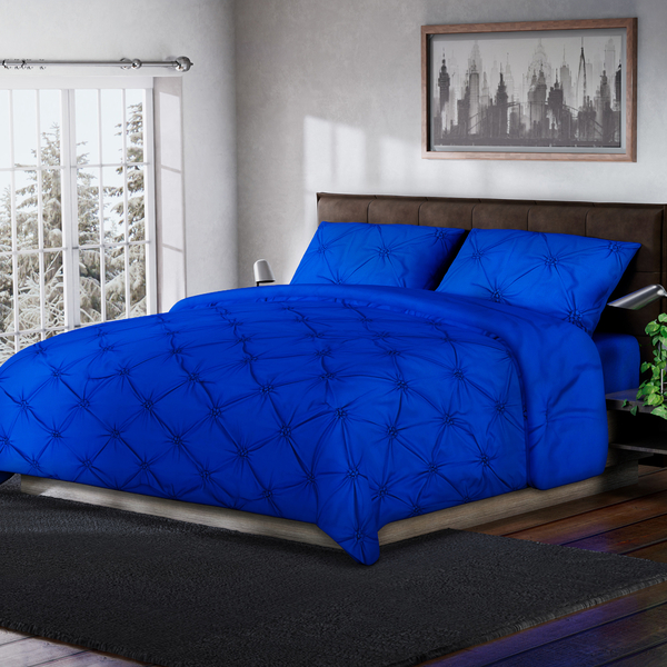 SERENITY NIGHT - 4 Piece Set Solid Microfibre 1 Flat Sheet (225x220 Cm),1 Fitted Sheet and 2 Pillowcases - Royal Blue