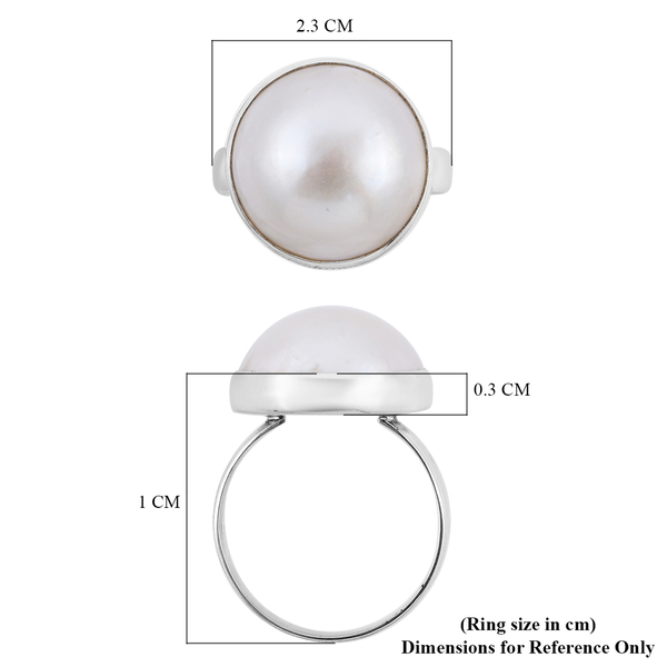 Royal Bali Collection - White Mabe Pearl Ring in Sterling Silver