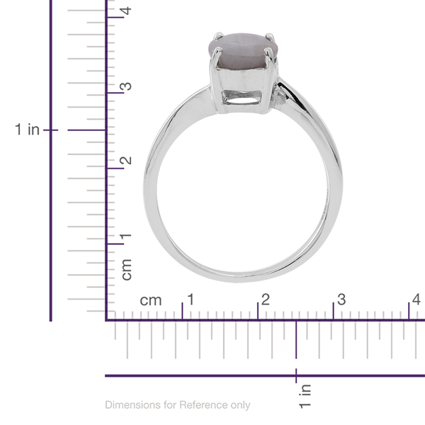 Natural Silver Sapphire (Ovl) Solitaire Ring in Rhodium Plated Sterling Silver 3.000 Ct.