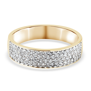 Moissanite Half Eternity Band Ring in Yellow Gold Overlay Sterling Silver