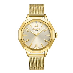 Gamages Of London Ladies Prestige White Dial Diamond Studded Water Resistant Watch with Yellow Gold 
