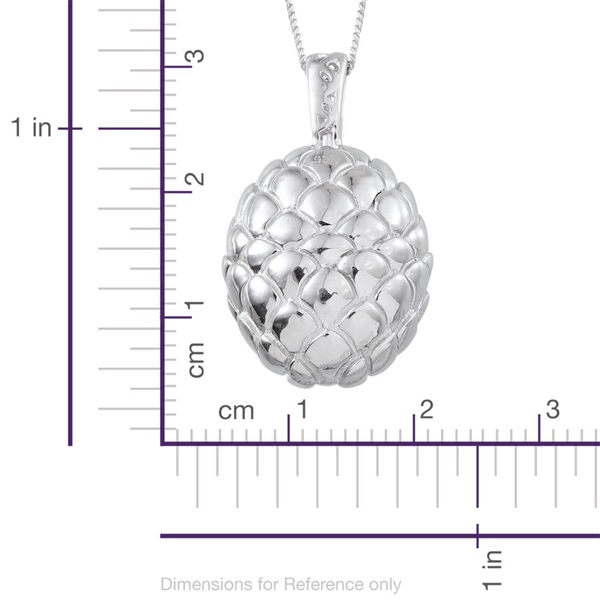 Platinum Overlay Sterling Silver Pine Cone Inspired Pendant With Chain, Silver wt 8.09 Gms.