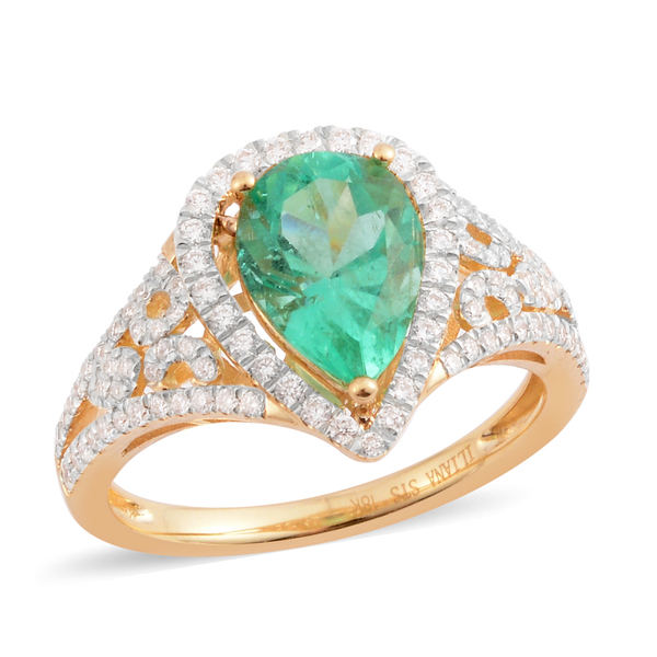 Signature Collection- ILIANA 18K Yellow Gold AAA Boyaca Colombian Emerald and Diamond (SI/G-H) Ring 