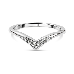 Diamond Wishbone Ring in Platinum Overlay Sterling Silver
