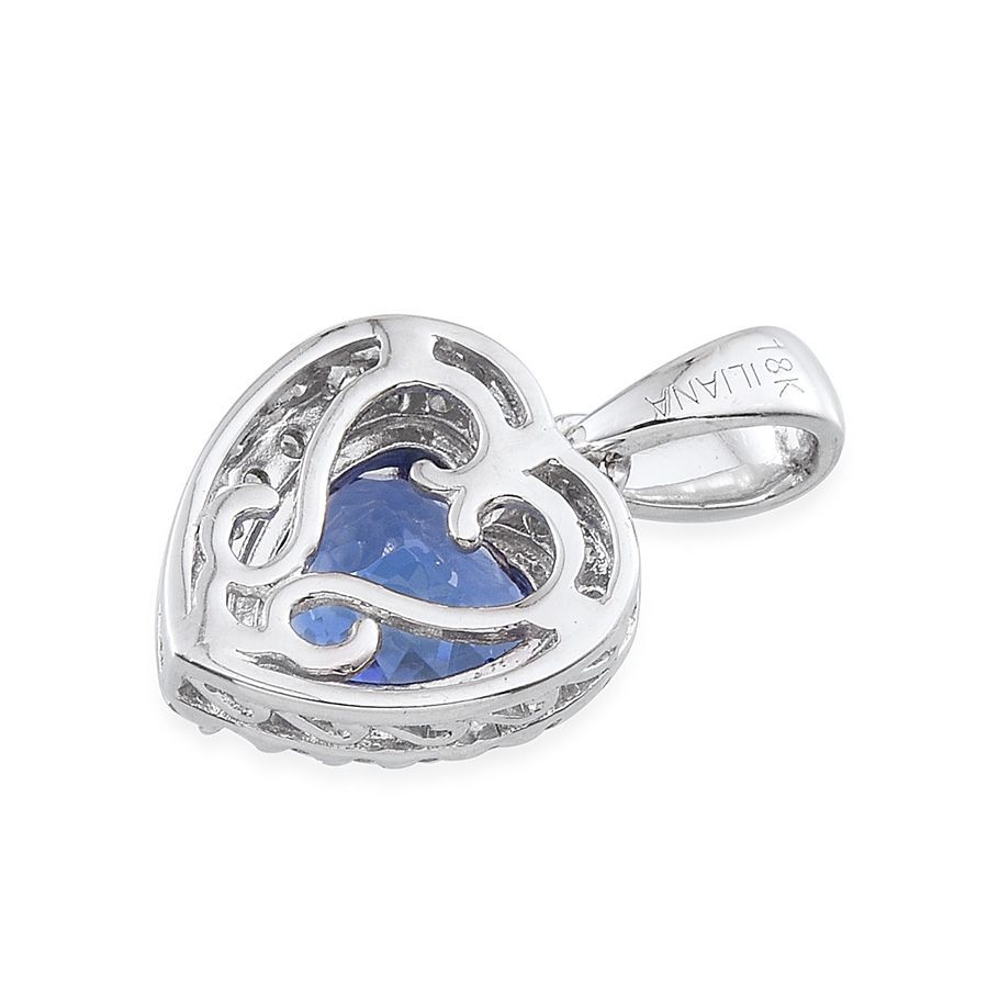 ILIANA 18K W Gold AAA Tanzanite (Hrt 3.05 Ct), Diamond Pendant 3.350 Ct.