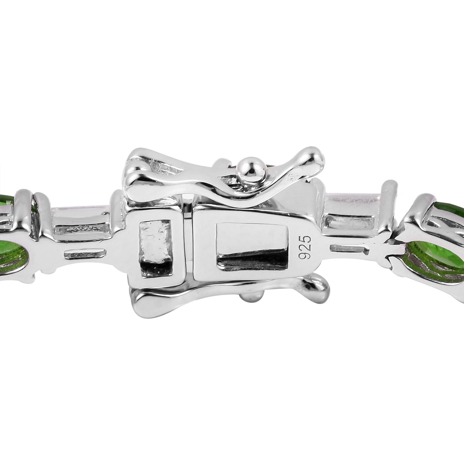 Chrome Diopside (Ovl), White Topaz Bracelet (Size 8) in Rhodium Overlay Sterling Silver 11.750 Ct, Silver wt 10.50 Gms.