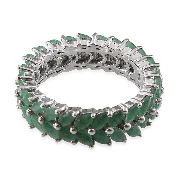 Kagem Zambian Emerald (Mrq) Full Eternity Ring in Platinum Overlay Sterling Silver 3.500 Ct.