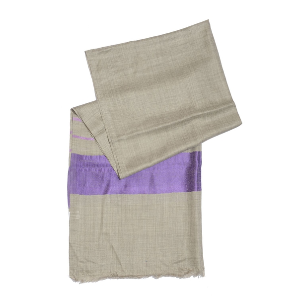 100% Cashmere Wool Lilac and White Colour Shawl (Size 200x70 Cm)