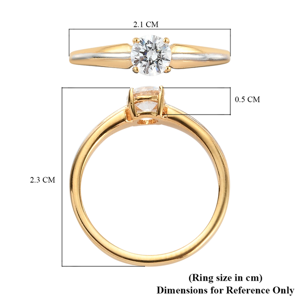 Lustro Stella - Yellow Gold Overlay Sterling Silver Solitaire Ring  Made with Finest CZ