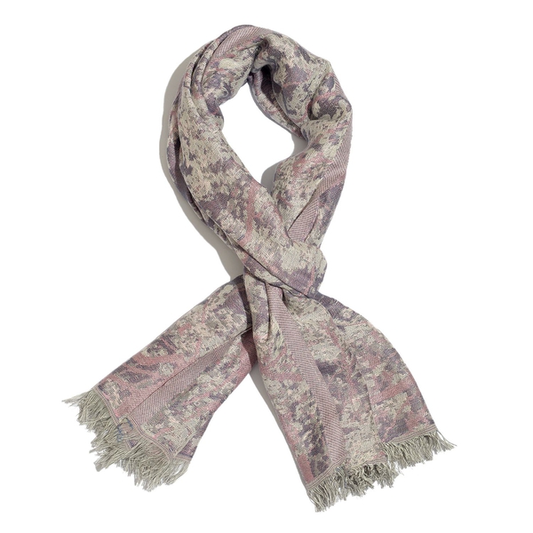 Lilac and Pink Colour Abstract Pattern Scarf (Size 180x70 Cm)